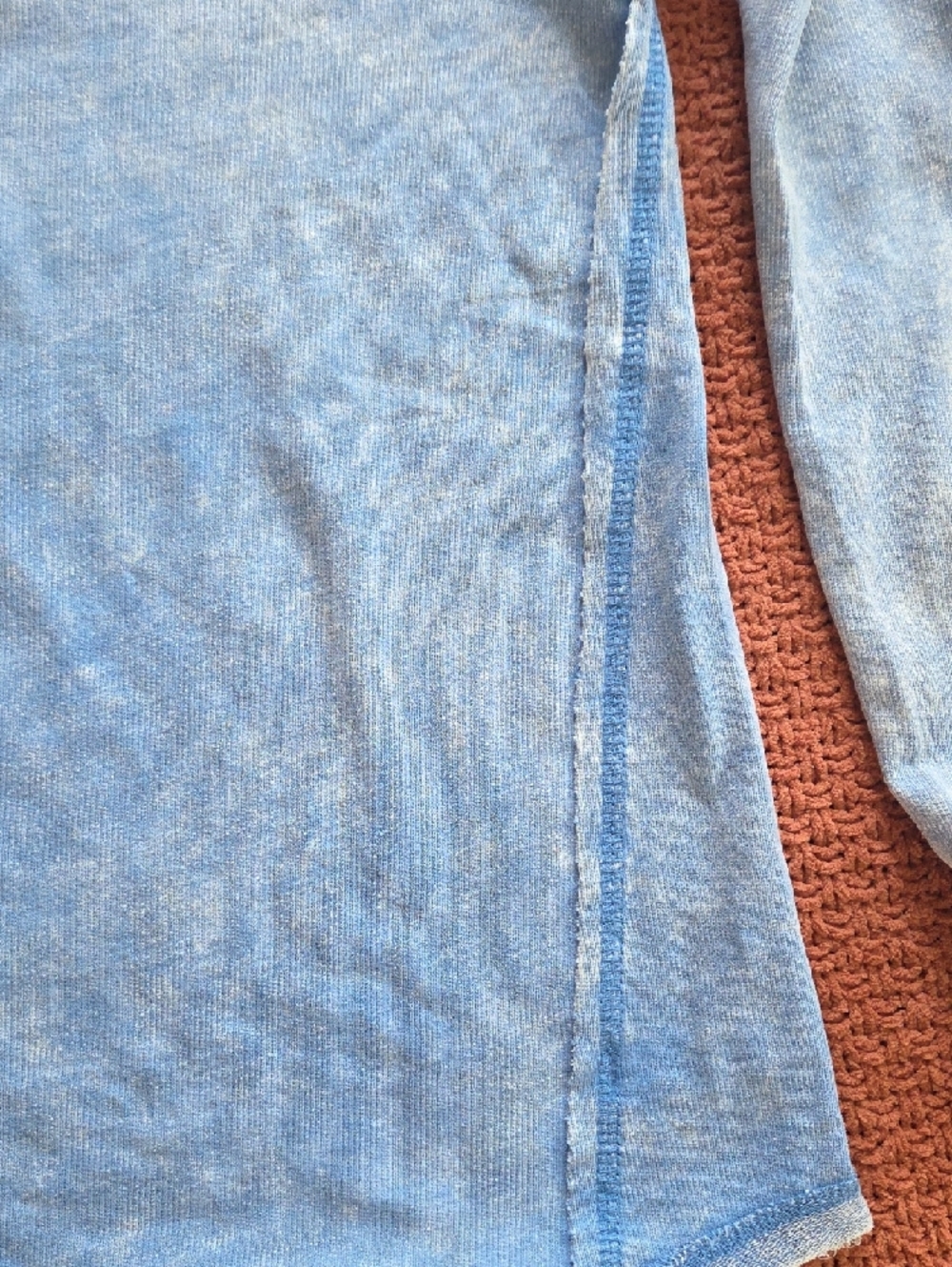 Zenana Outfitters Light Blue Washed Henley Long Sleeve Top - Picture 3 of 5